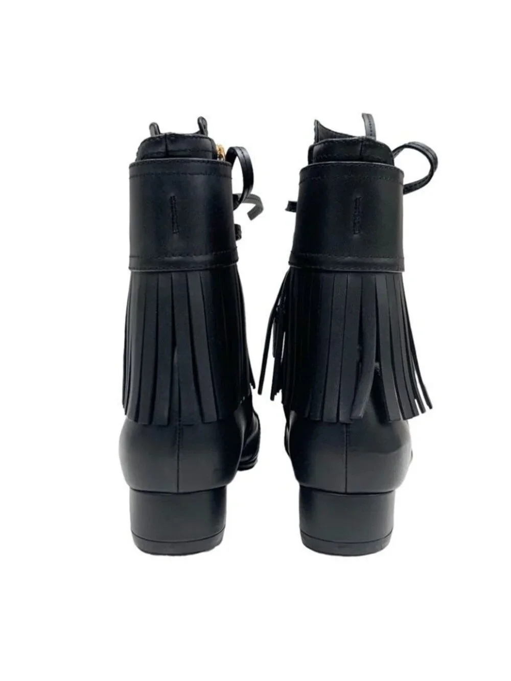 Chanel Boots Short Shoes Leather Black Coco Mark Fringe - Picture 5 of 9